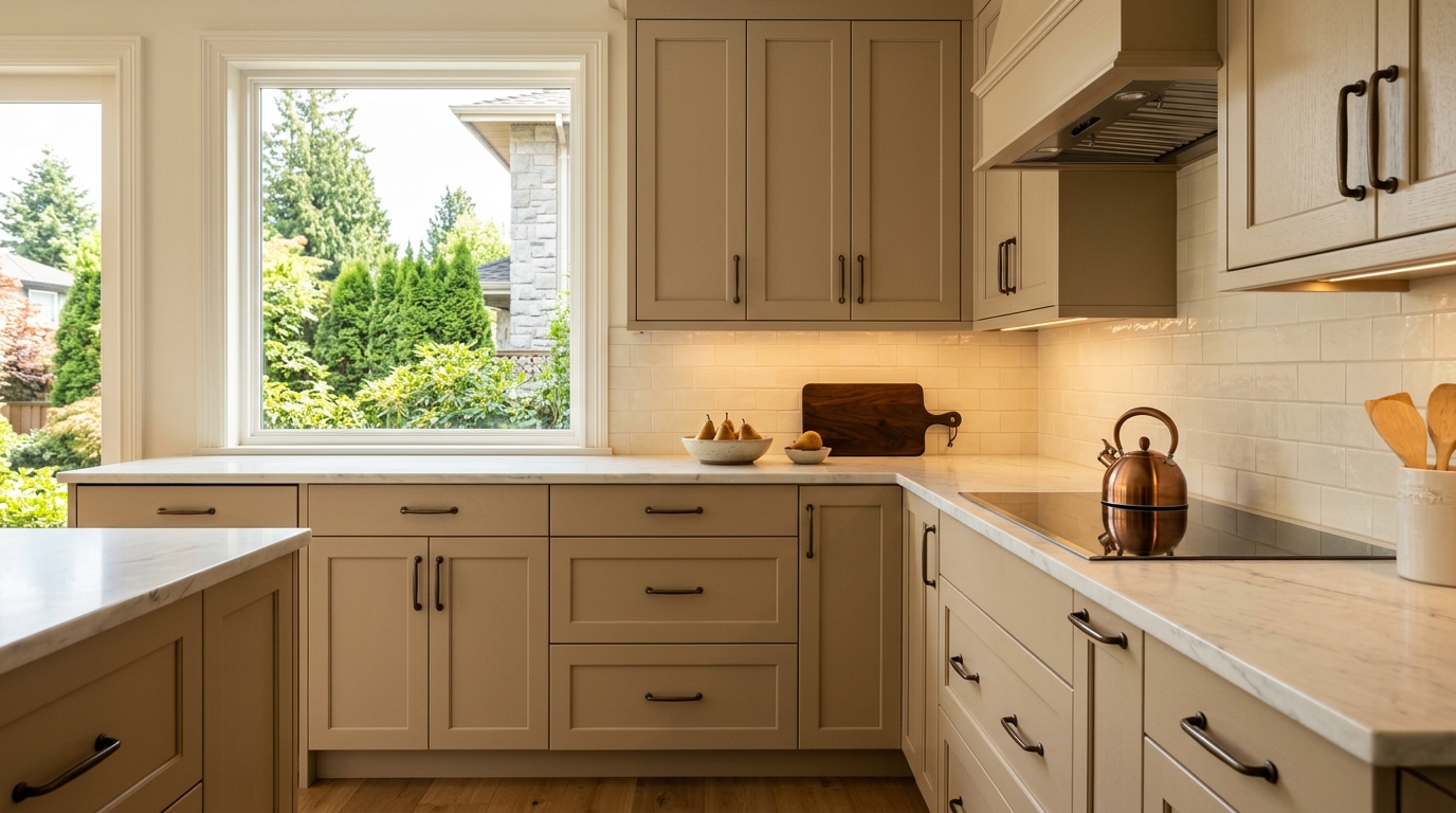 Cream & Ochre Kitchen Paint Color The 18th-Century Paint Color Secretly Saving Vancouver K... Craftsman Painter The 18th-Century Paint Color Secretly Saving Vancouver Kitchens From the Gray — See the full color palette, project breakdown, and design details from our case study in Vancouver, WA on the Craftsman Painter blog.