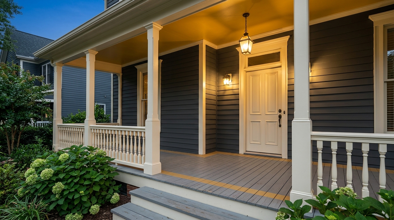 Iron Ore & Alabaster Exterior Paint Color The One Unexpected Paint Color Transforming Rale... Craftsman Painter The One Unexpected Paint Color Transforming Raleigh's Best Porches — See the full color palette, project breakdown, and design details from our case study in Raleigh, NC on the Craftsman Painter blog.